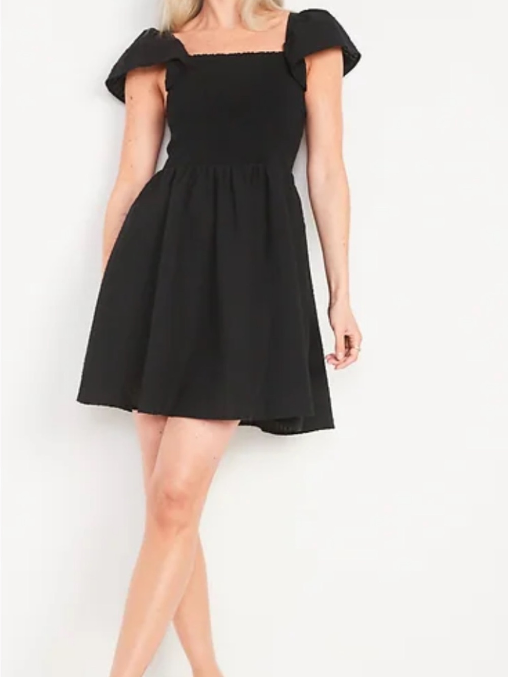 Old Navy fit and flare  Puff-Sleeve Square-Neck Dress